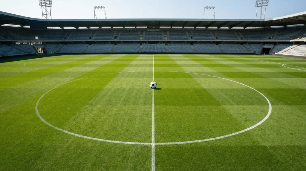 Dos equipos de fútbol alineados en el centro del campo antes de un partido